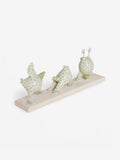 Yoga Chicken Ornament Sage Green Set of 3 (British brand)