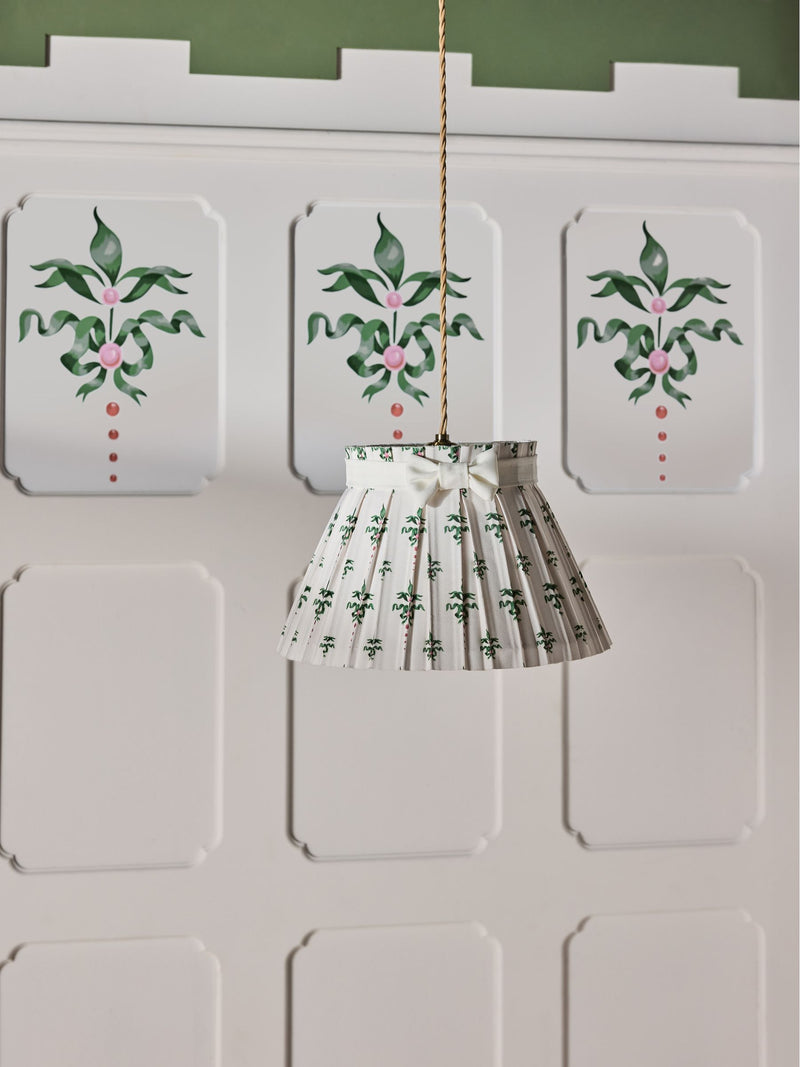 Cath Kidston cream green pleat bow lampshade, imported from the UK