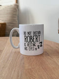 Solesmith Personalised Resting Eyes Mug, imported from the UK