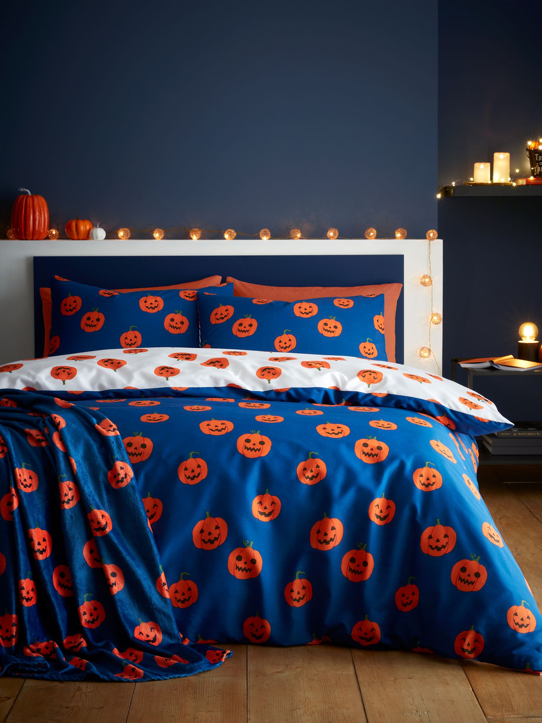 Catherine Lansfield fleece throw Halloween pumpkins 130x170cm, UK version