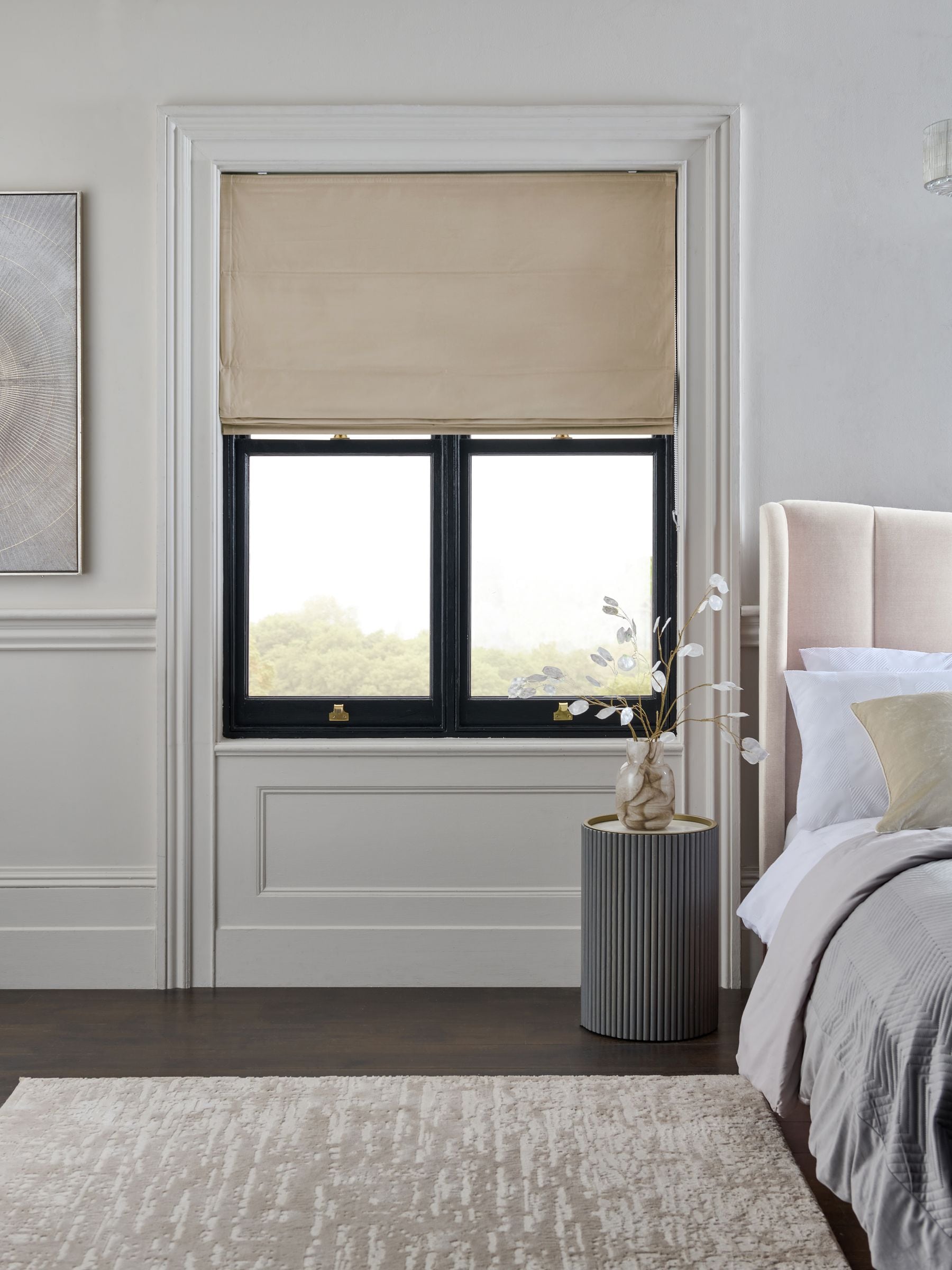 Natural Oatmeal Ready Made Blackout/Thermal Matte Velvet Roman Blind