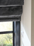 Grey charcoal matte velvet roman blind with blackout lining - British product
