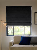 Grey charcoal matte velvet roman blind with blackout lining - British product