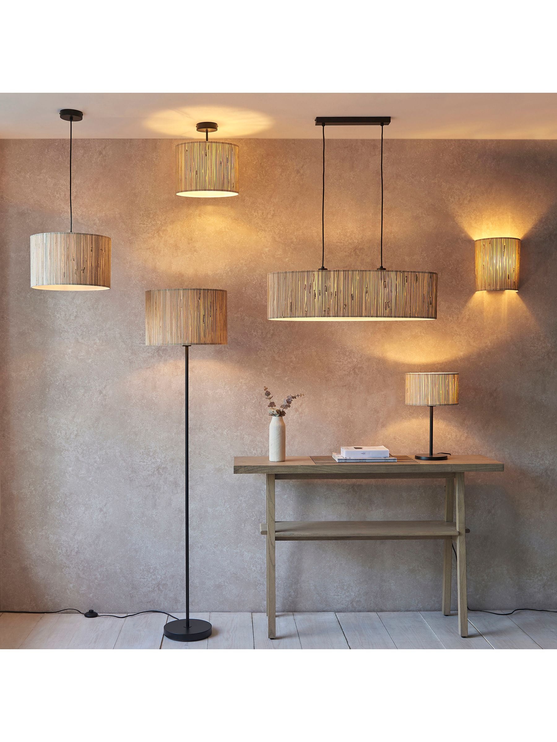 Gallery Home Kimball natural 2 light pendant, UK version