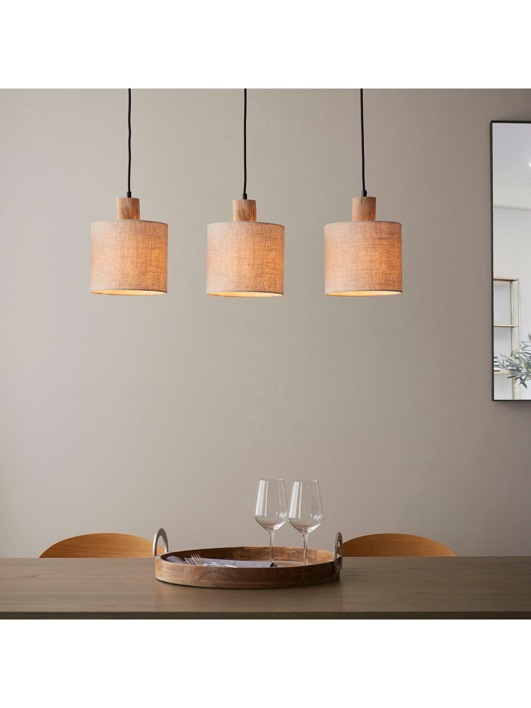 Gallery Home Black Crete triple pendant ceiling light, UK version