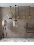 Gallery Home Black Creighton pendant ceiling light with raffia shade - British product