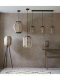 Gallery Home Black Creighton pendant ceiling light with raffia shade - British product