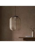 Gallery Home Black Creighton pendant ceiling light with raffia shade - British product