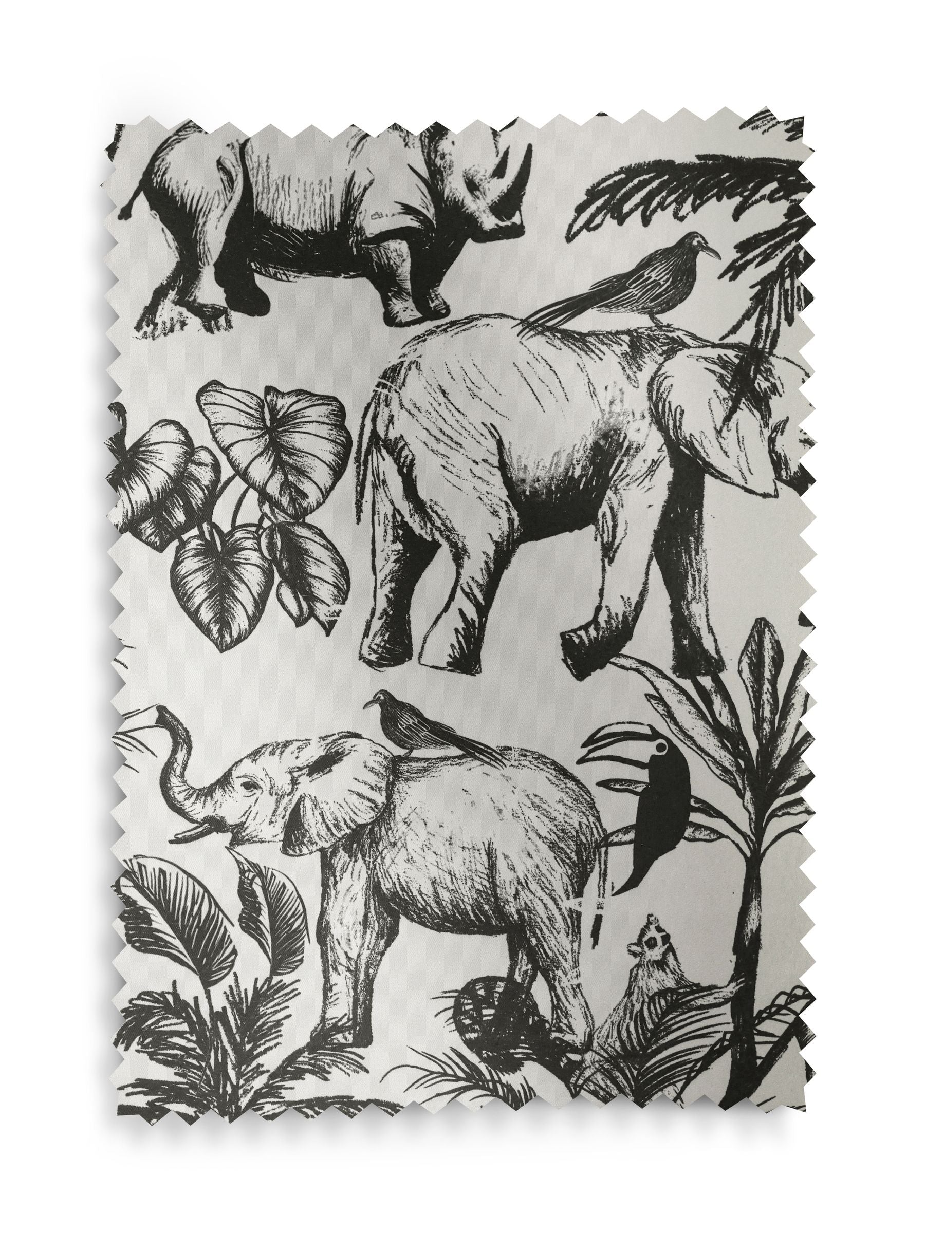 Monochrome safari print blackout bathroom roller blind, UK version