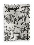 Monochrome safari print blackout bathroom roller blind, UK version