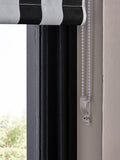 Blackout roller blind stripe print black/white - UK version