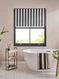 Blackout roller blind stripe print black/white - UK version
