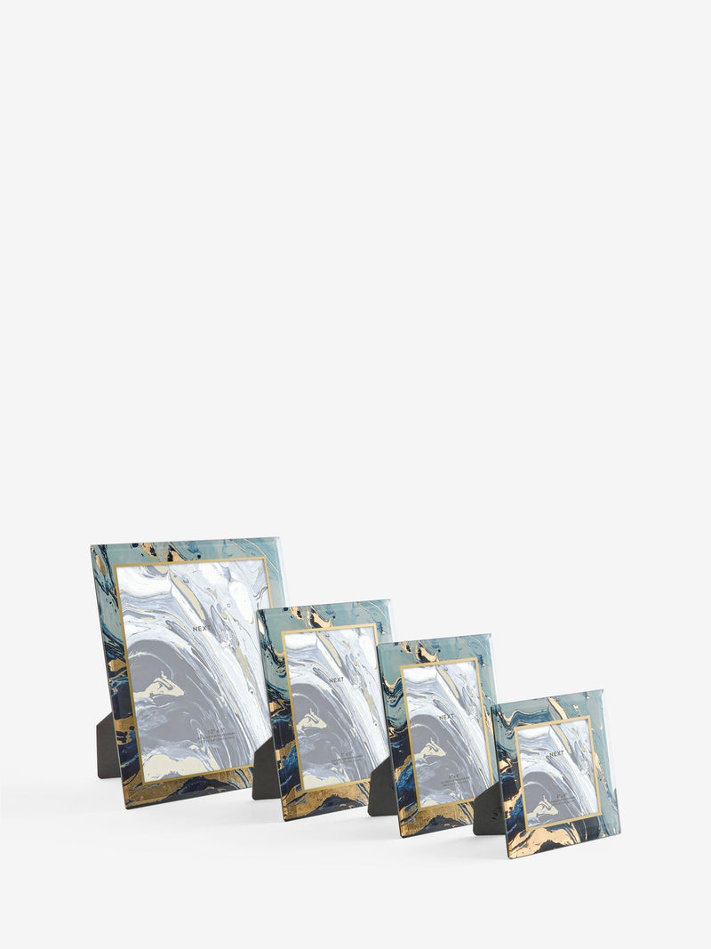 Blue navy marble glass photo frame - British product
