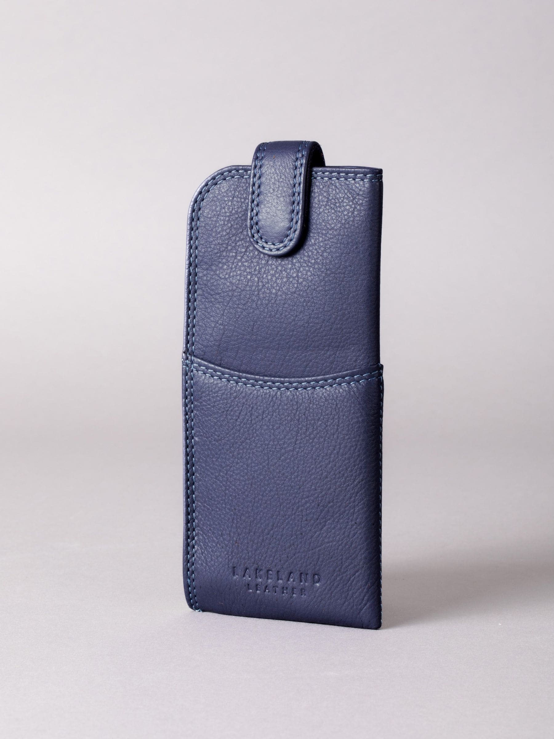 Lakeland Leather cranberry real leather glasses case slimline (British brand)