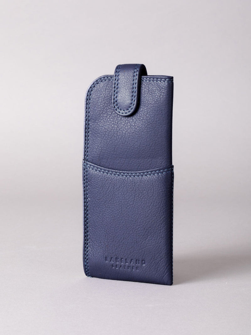 Lakeland Leather cranberry real leather glasses case slimline (British brand)