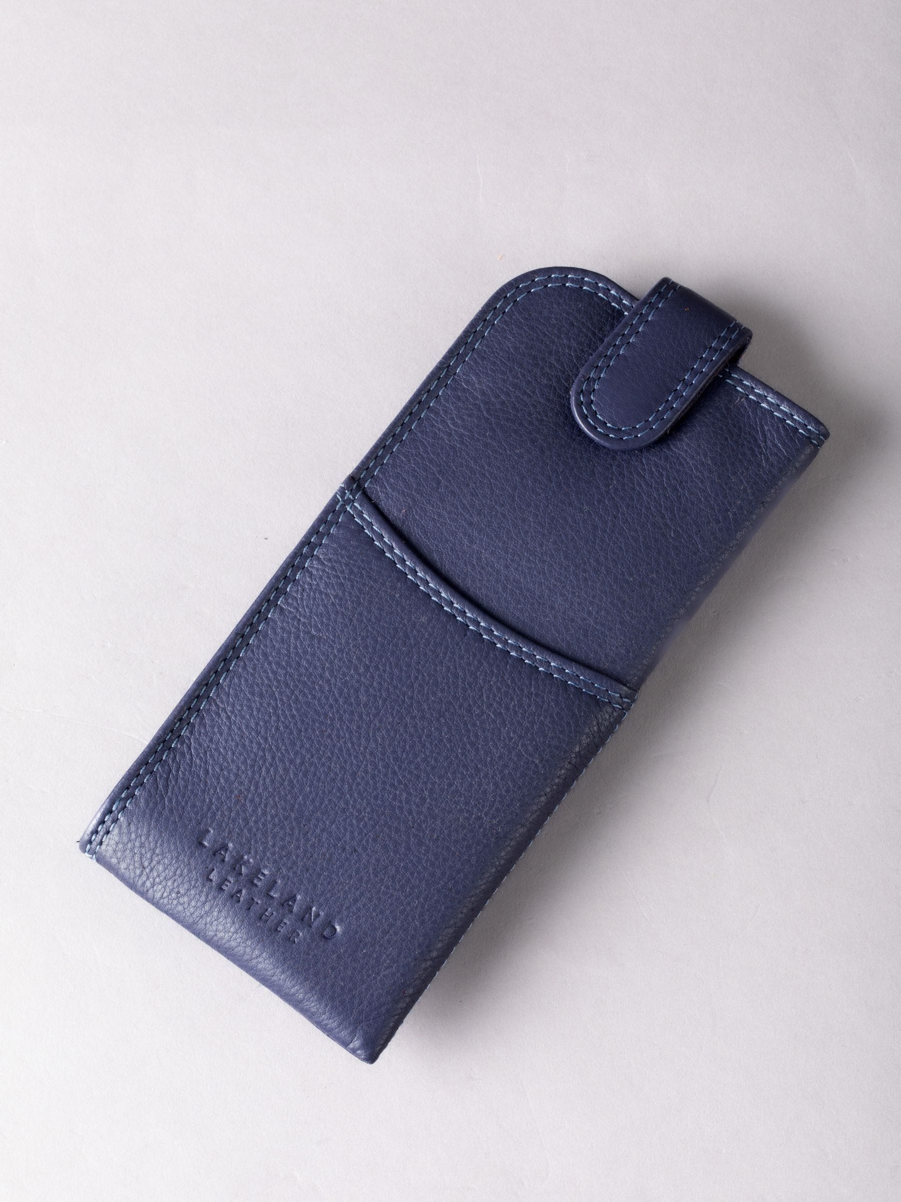 Lakeland Leather cranberry real leather glasses case slimline (British brand)