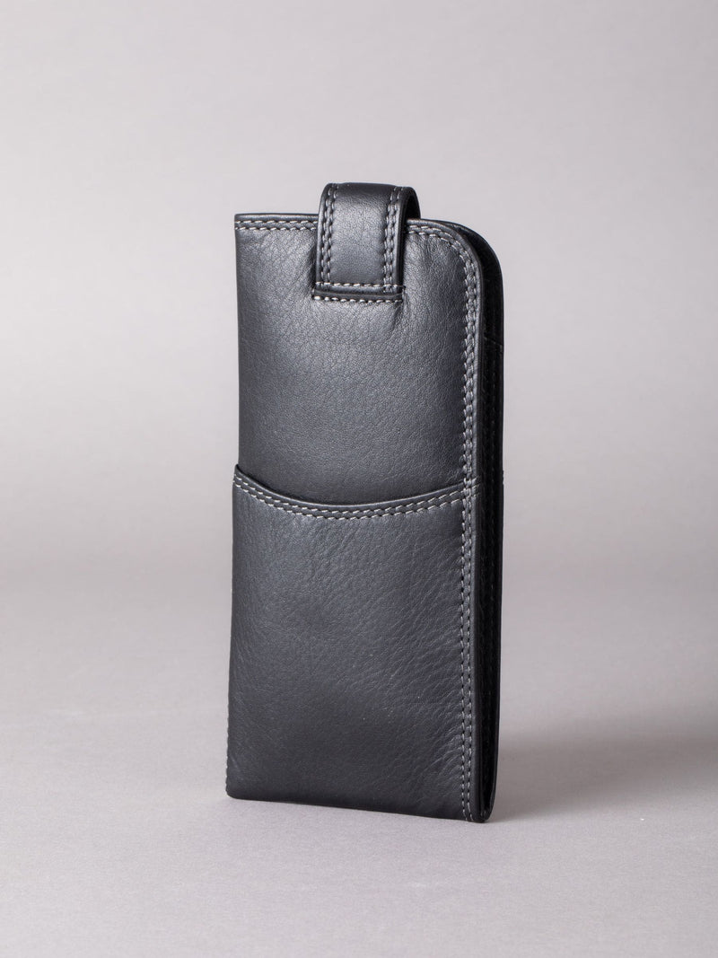 Lakeland Leather black double glasses case, imported from the UK