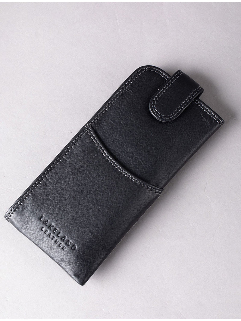 Lakeland Leather black double glasses case, imported from the UK