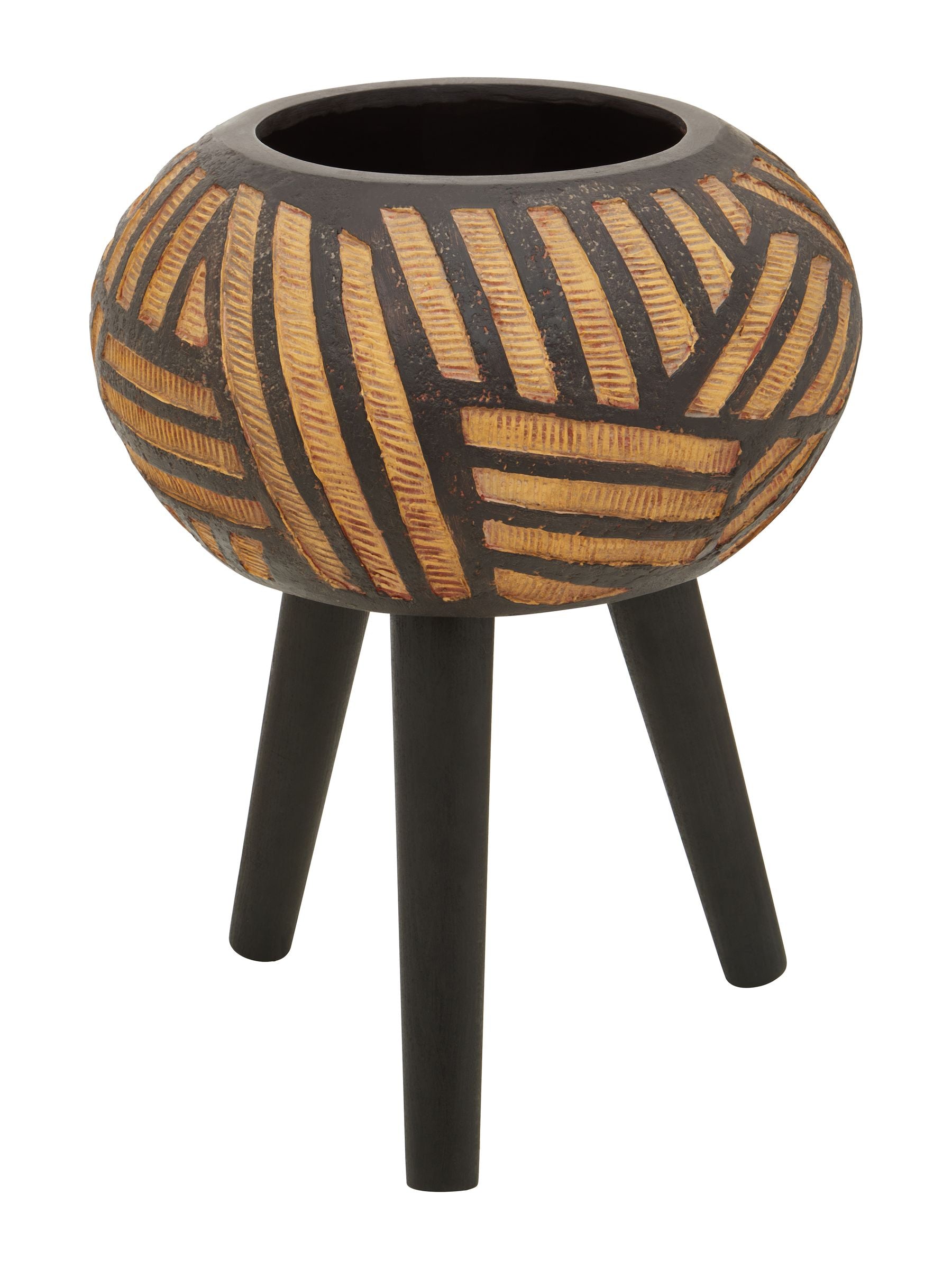 Fifty Five South black Darnell tapered planter with beech legs, 44cm (British brand)