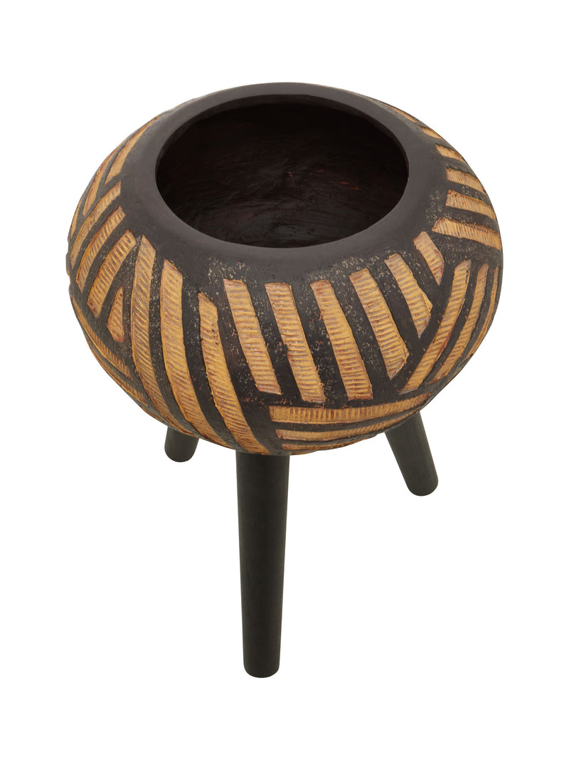 Fifty Five South black Darnell tapered planter with beech legs, 44cm (British brand)