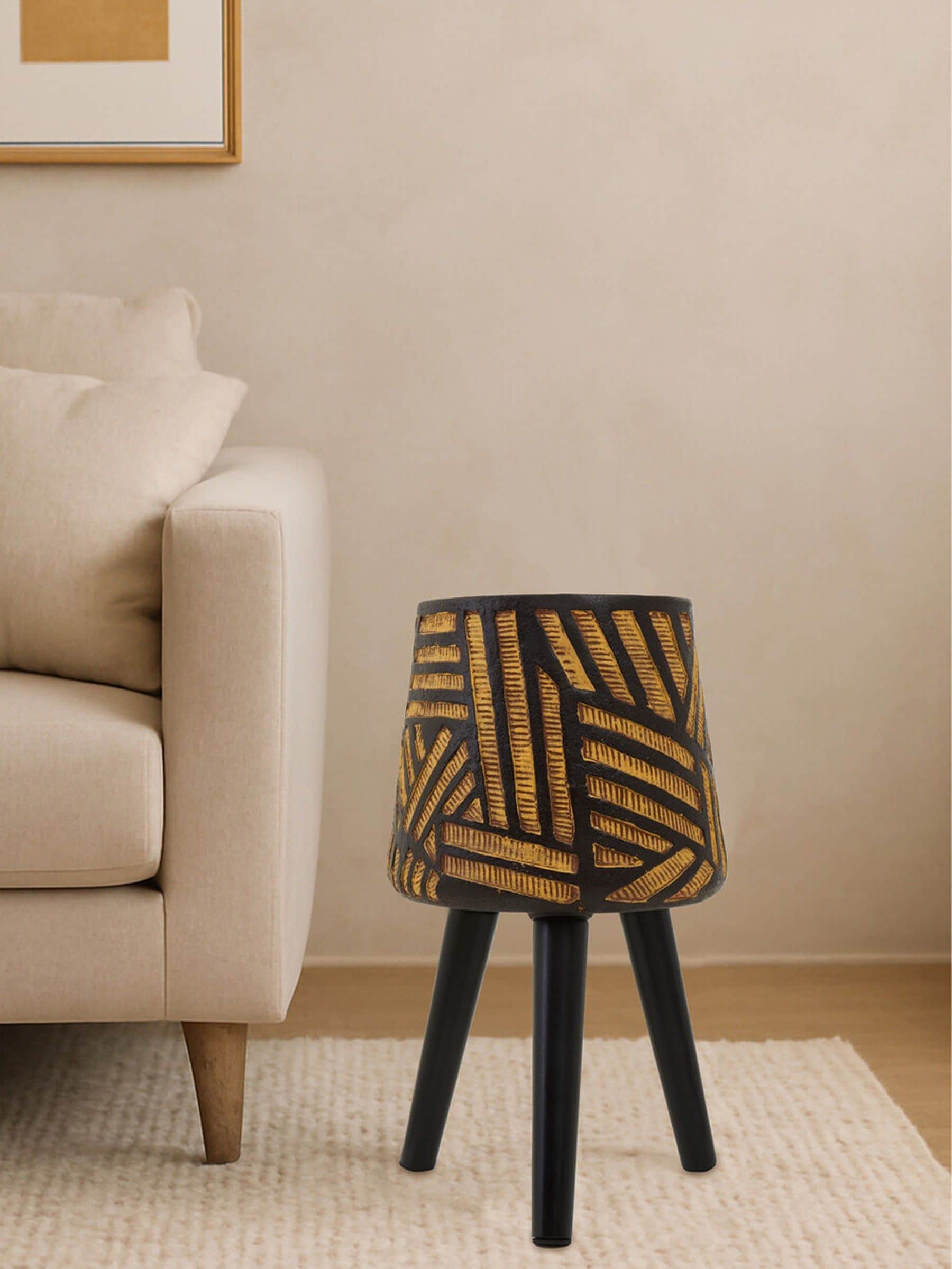 Fifty Five South Black Darnell planter with angular legs, imported from the UK
