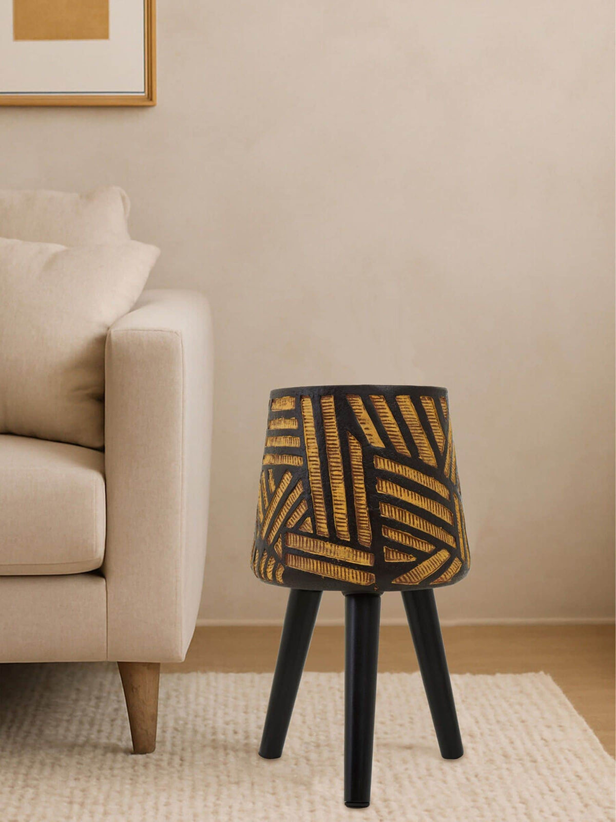 Fifty Five South Black Darnell planter with angular legs, imported from the UK