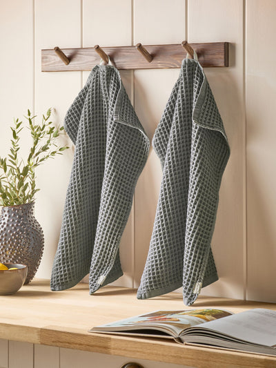 Next Grey Waffle Tea Towels Set of 2 - 60cm x 40cm- Buy online at McGrocer