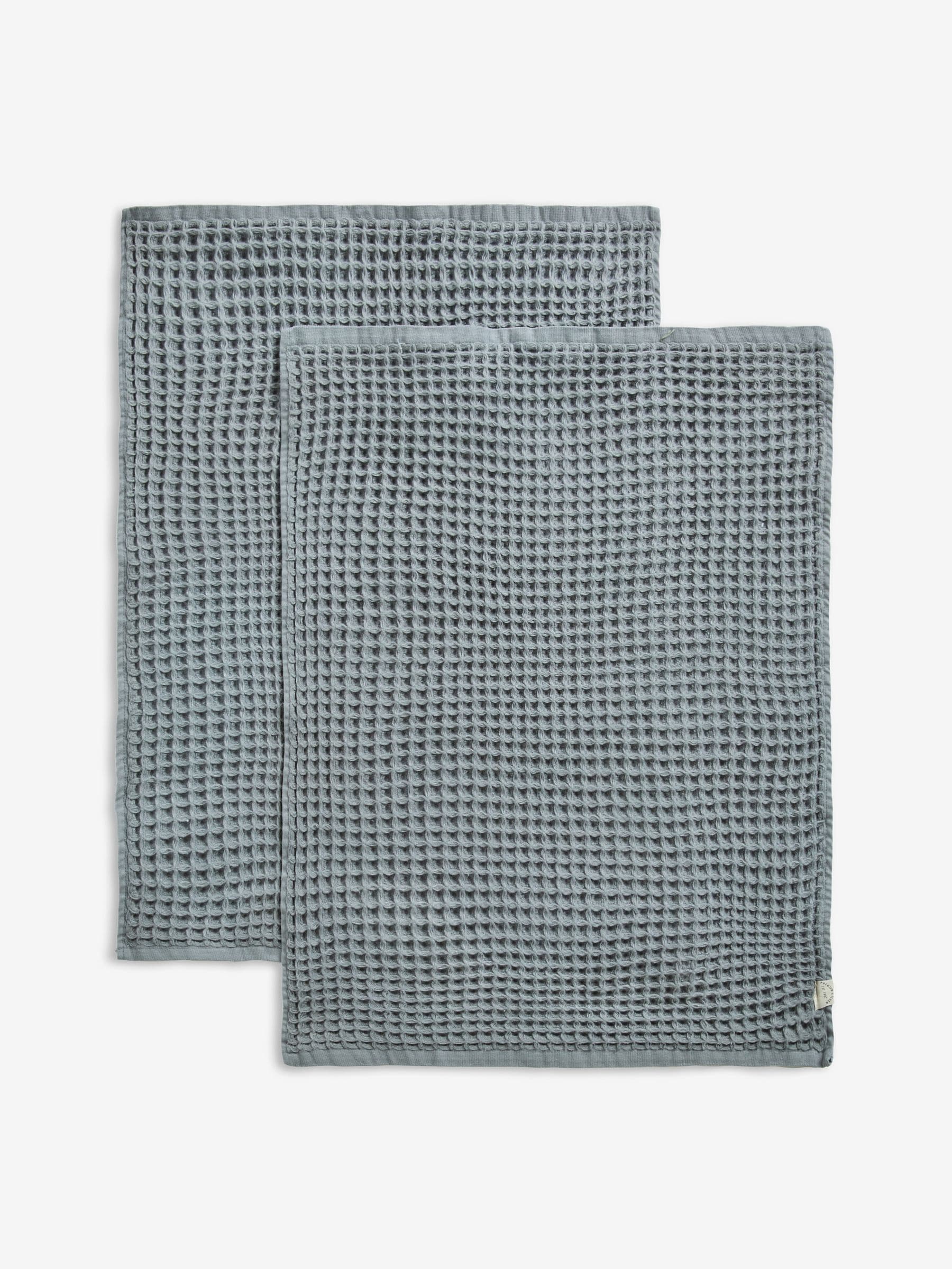 Grey waffle tea towels set of 2, 60cm by 40cm, UK version