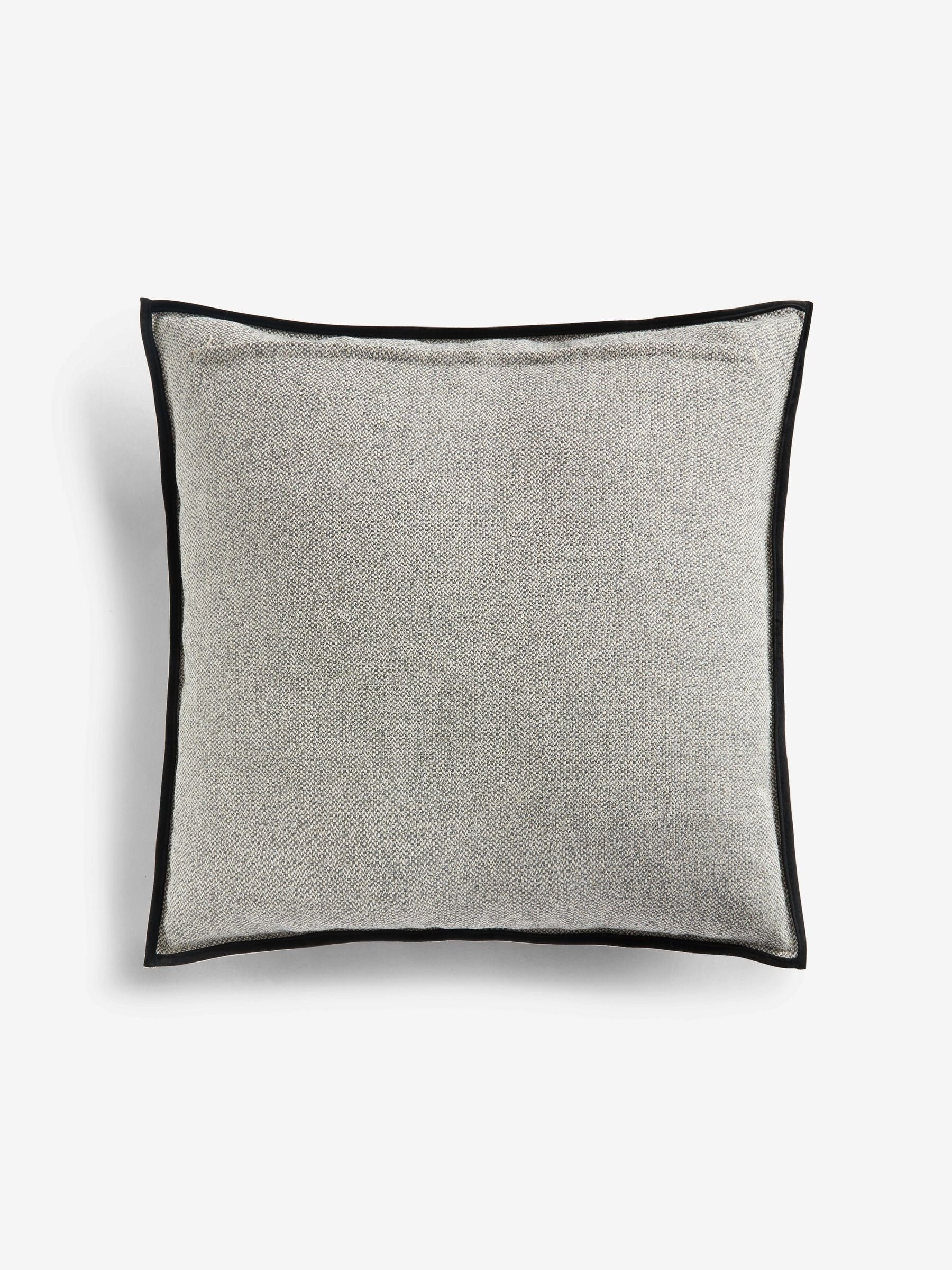 Tweed velour trim cushion black 59x59cm - British product