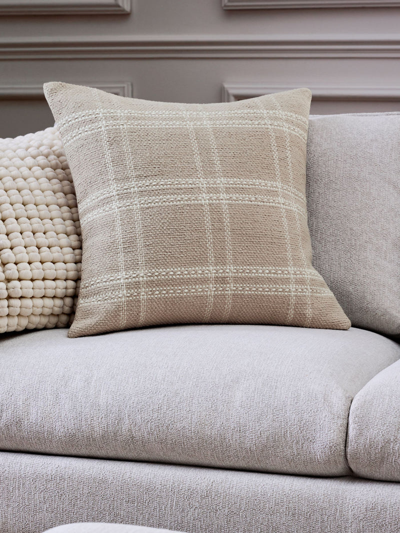 Windowpane check cushion natural 50x50cm - British product