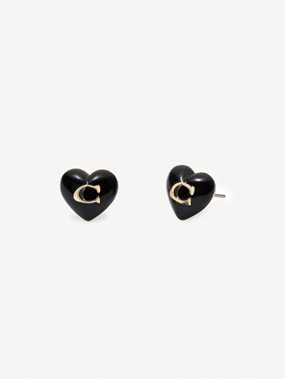 Next Black Resin Heart Stud Earrings with Sculpted Motif- Buy online at McGrocer
