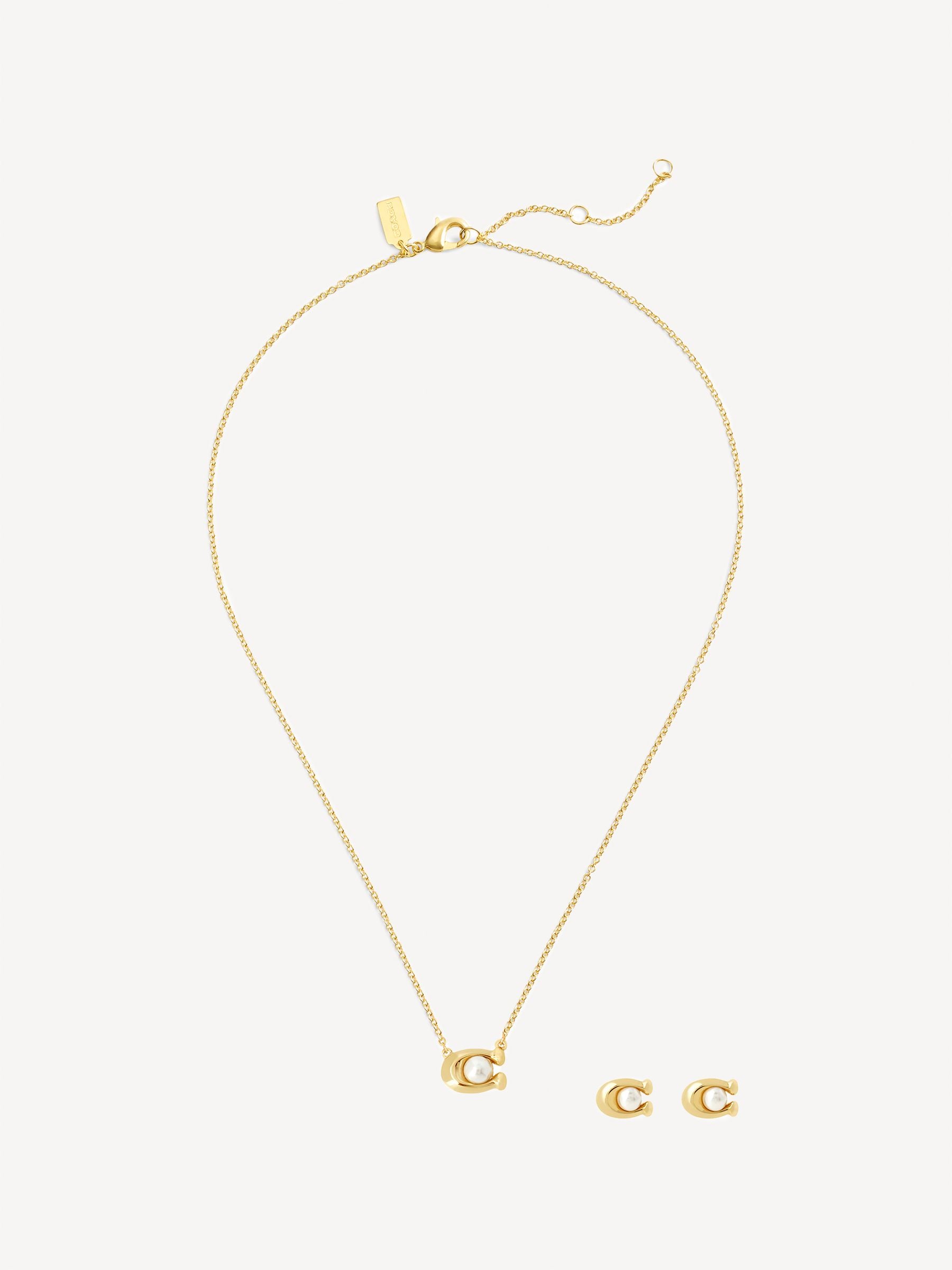COACH Gold Tone Signature Pearl Jewellery Set - British product