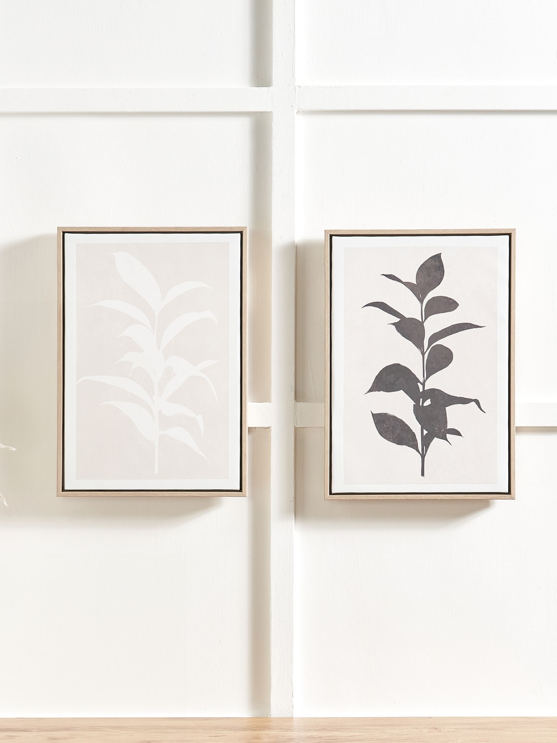 Pacific Natural leaf print framed canvas set, 50x35x4cm, imported from the UK