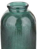 Pacific Teal Glass Ribbed Tall Vase