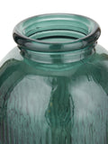 Pacific Teal Glass Ribbed Tall Vase