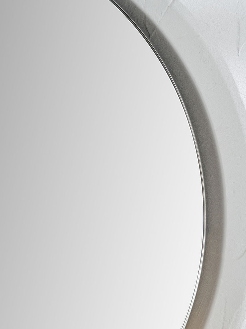 Pacific round wall mirror brushed silver small (British brand)
