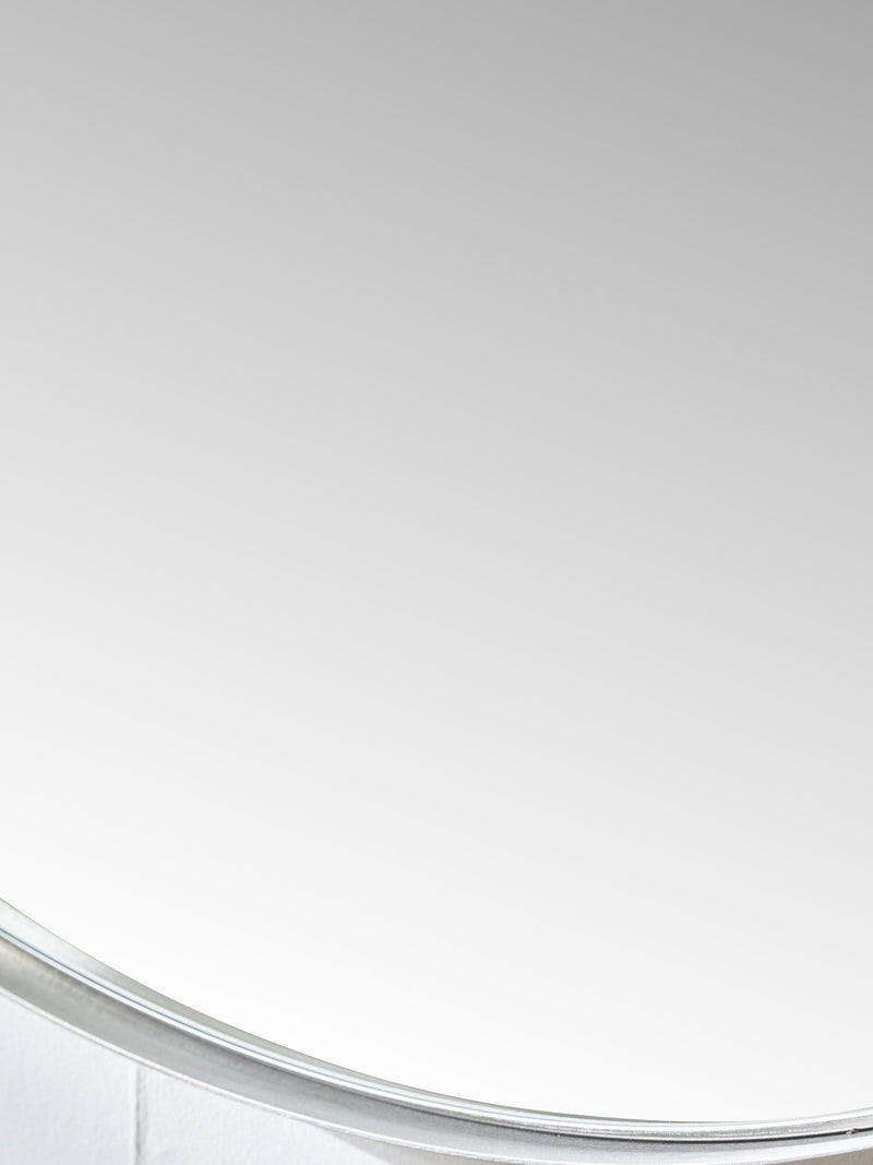 Pacific round wall mirror brushed silver small (British brand)
