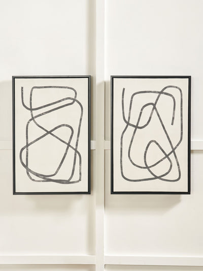 Next Pacific Black and White Squiggle Print Canvases with Frames Set of 2 Abstract Wall Art 60x40x4cm- Buy online at McGrocer
