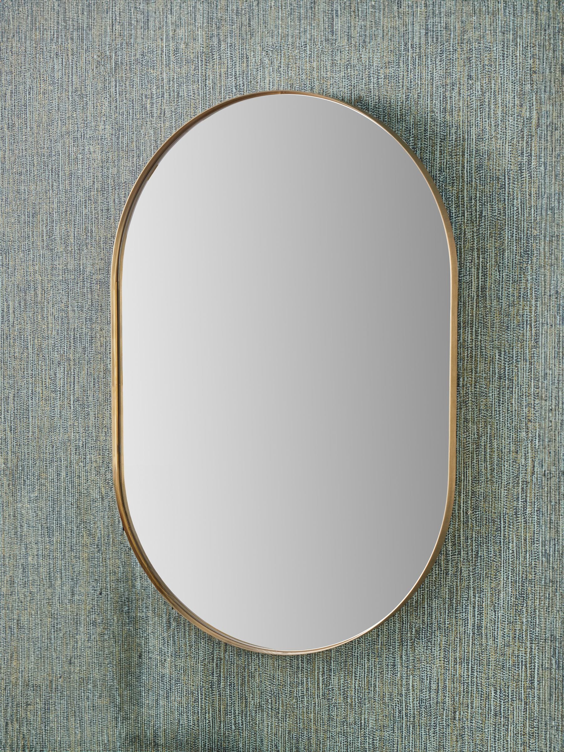 Pacific oval mirror brushed gold frame 90cm x 60cm imported from UK