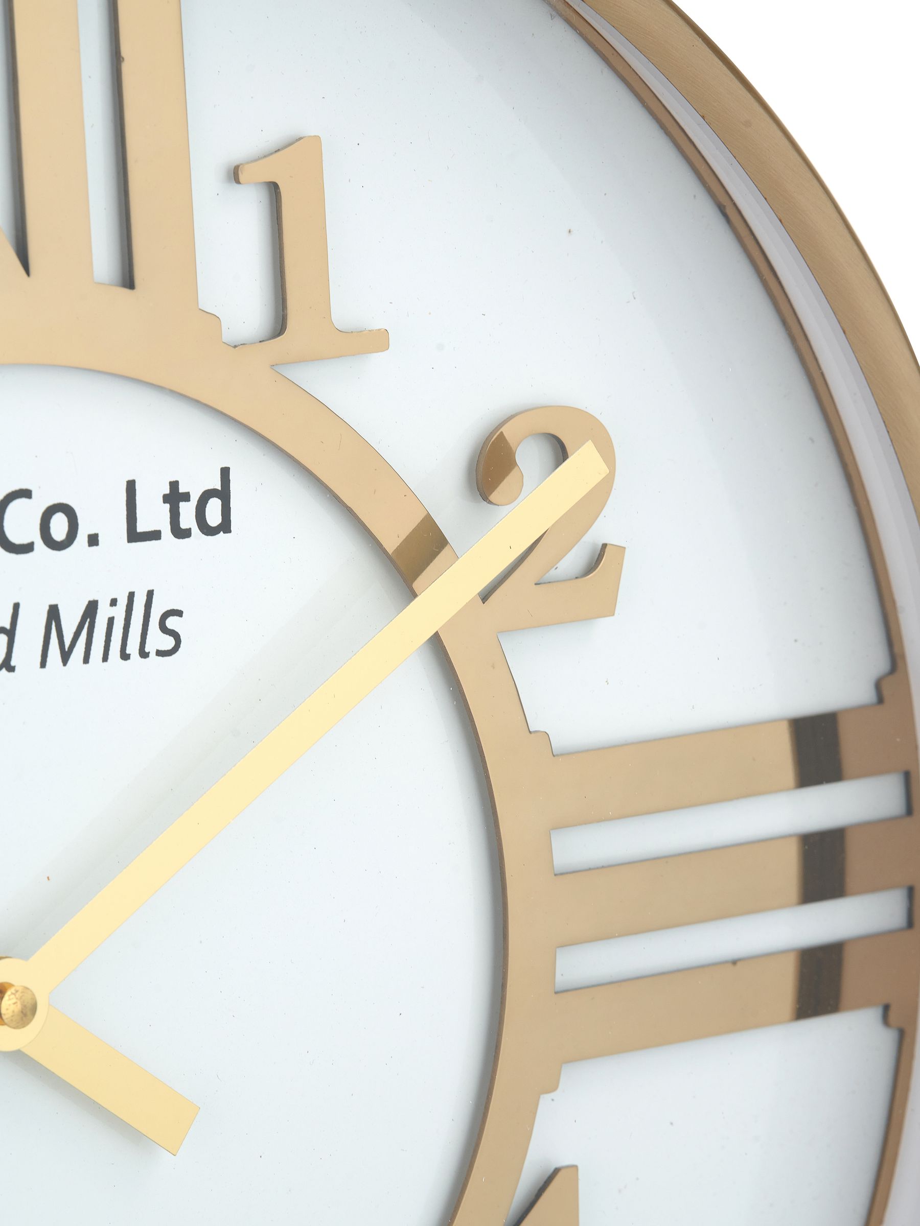 Gold and white metal round wall clock 40cm, imported from the UK