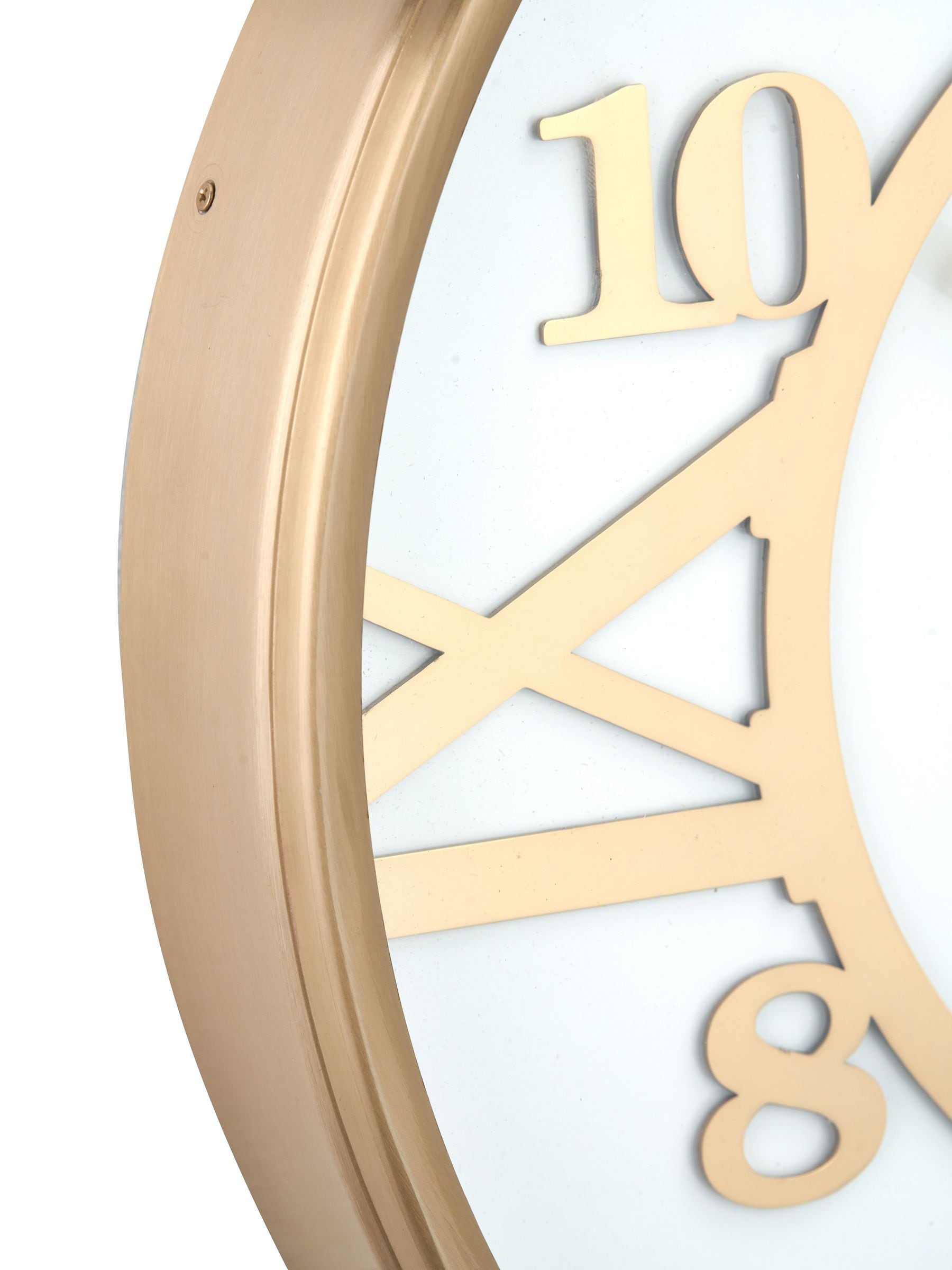 Gold and white metal round wall clock 40cm, imported from the UK