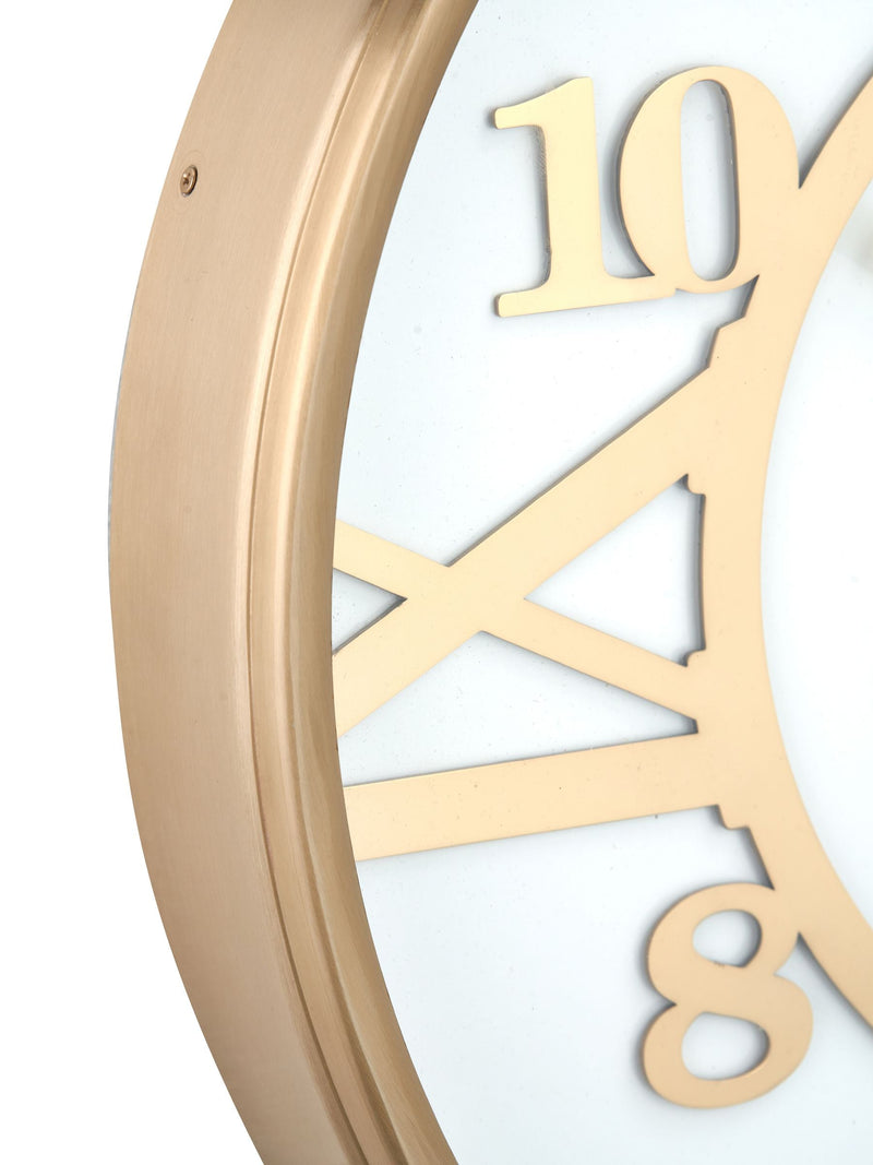 Gold and white metal round wall clock 40cm, imported from the UK