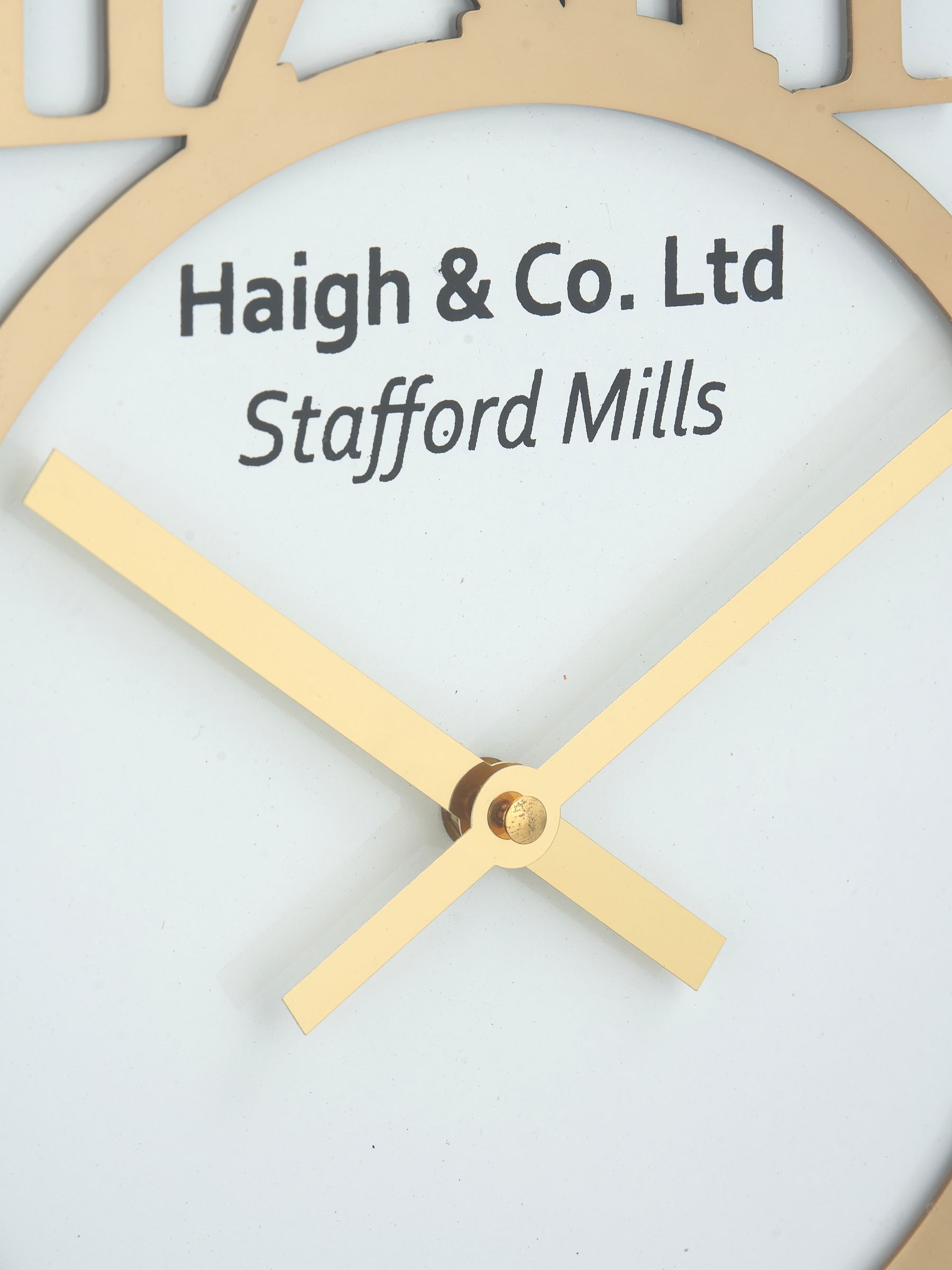 Gold and white metal round wall clock 40cm, imported from the UK