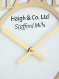 Gold and white metal round wall clock 40cm, imported from the UK