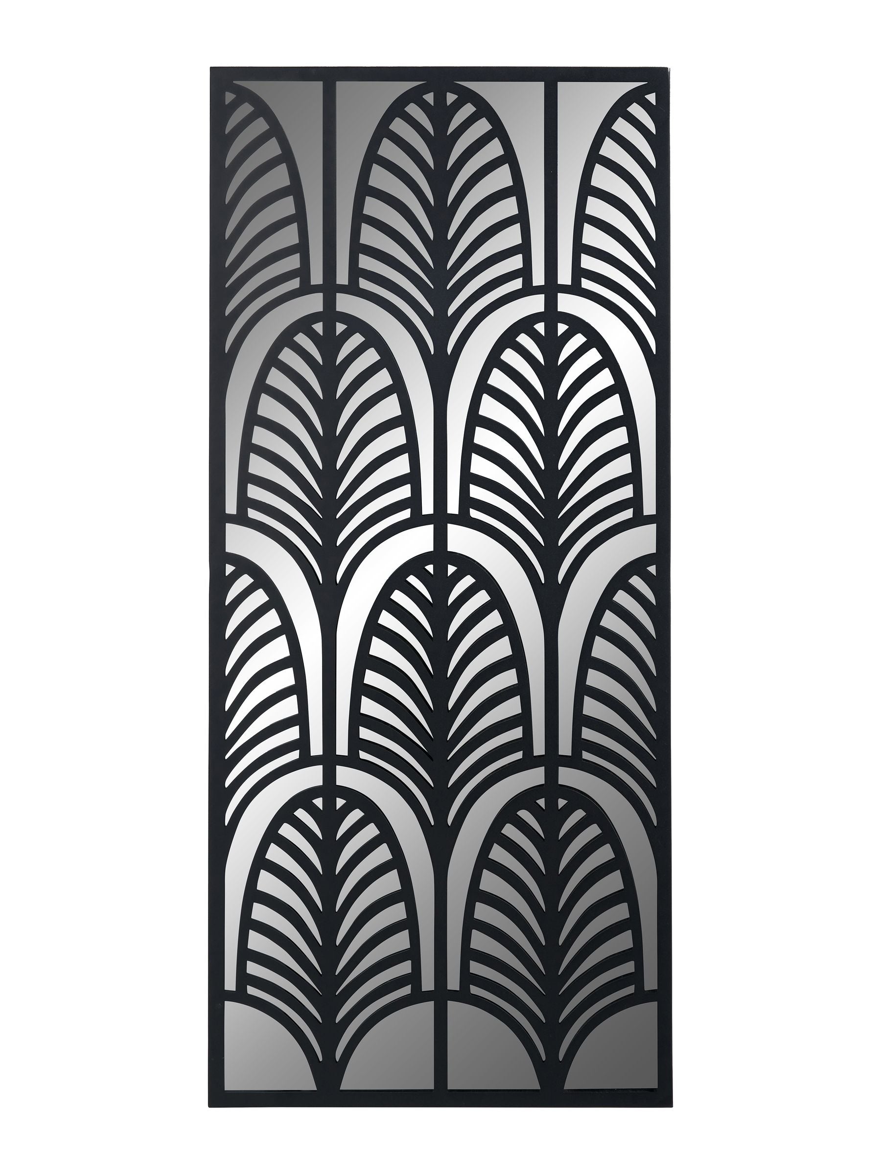 Pacific black metal rectangular mirrored wall art 90x40cm, imported from the UK
