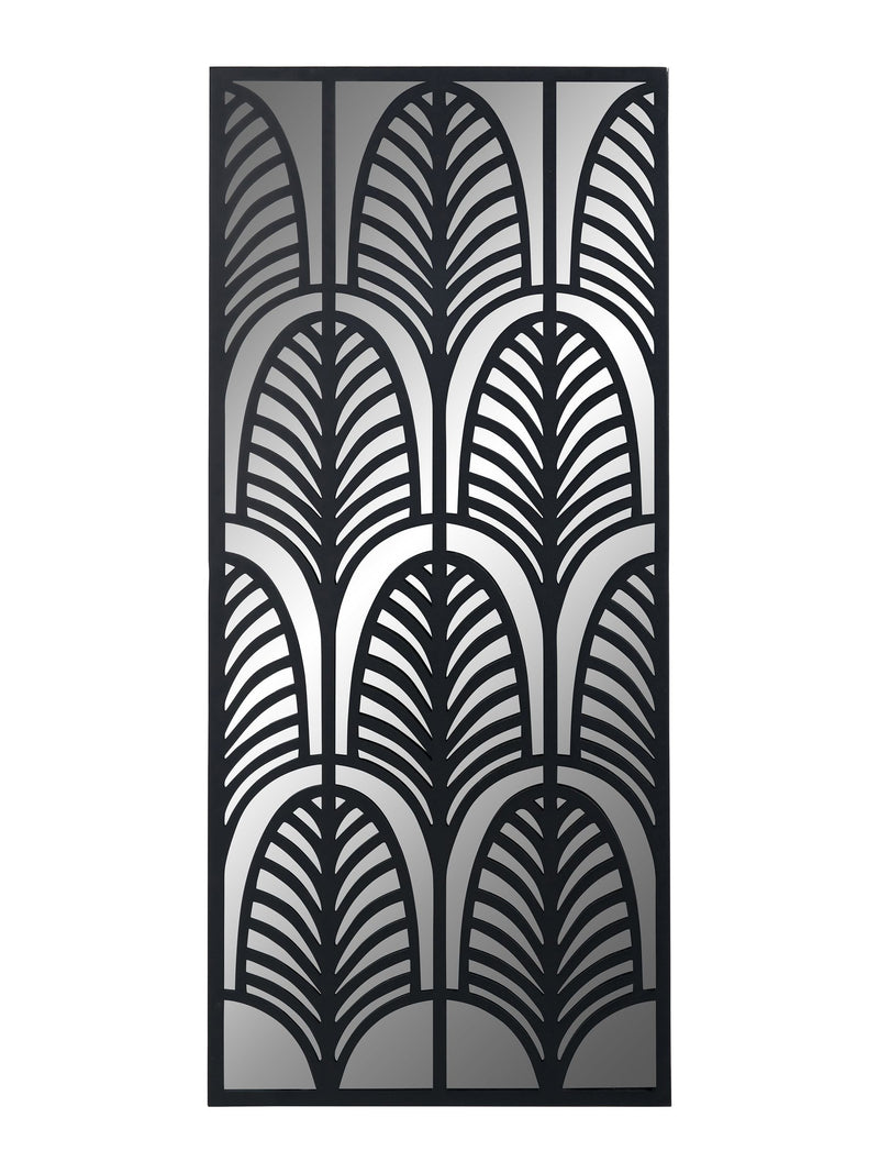 Pacific black metal rectangular mirrored wall art 90x40cm, imported from the UK