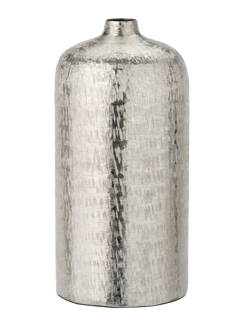 Pacific Silver metal hammered tall vase 38cm height, imported from the UK
