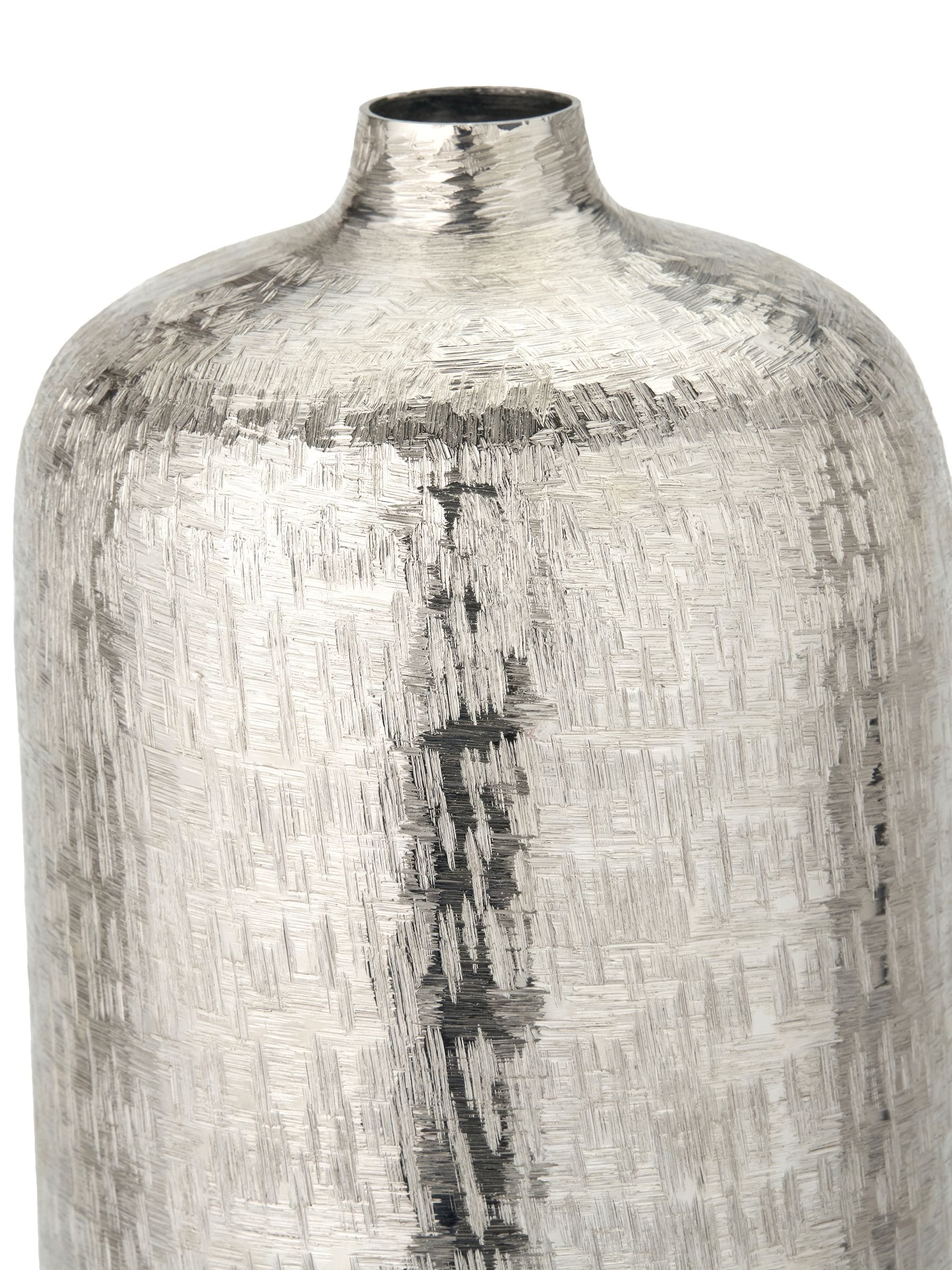 Pacific Silver metal hammered tall vase 38cm height, imported from the UK