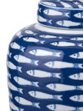 Pacific Blue Schoal decorative fish ginger jar, imported from the UK
