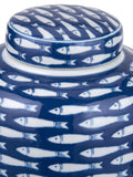 Pacific Blue Schoal decorative fish ginger jar, imported from the UK